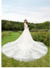 Long Sleeves Ivory Lace Tulle Fashionable Wedding Dress